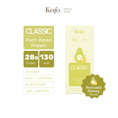 Kojo Classic Plant-Based Protein สูตรใหม่ | โปรตีนจากพืช Hydrolyzed Pea Protein 1 กล่อง 5 ซอง