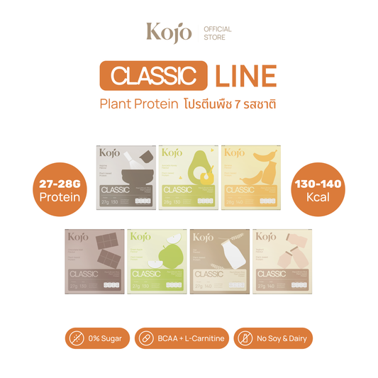 Kojo Classic Plant-Based Protein สูตรใหม่ | โปรตีนจากพืช Hydrolyzed Pea Protein 1 กล่อง 10 ซอง